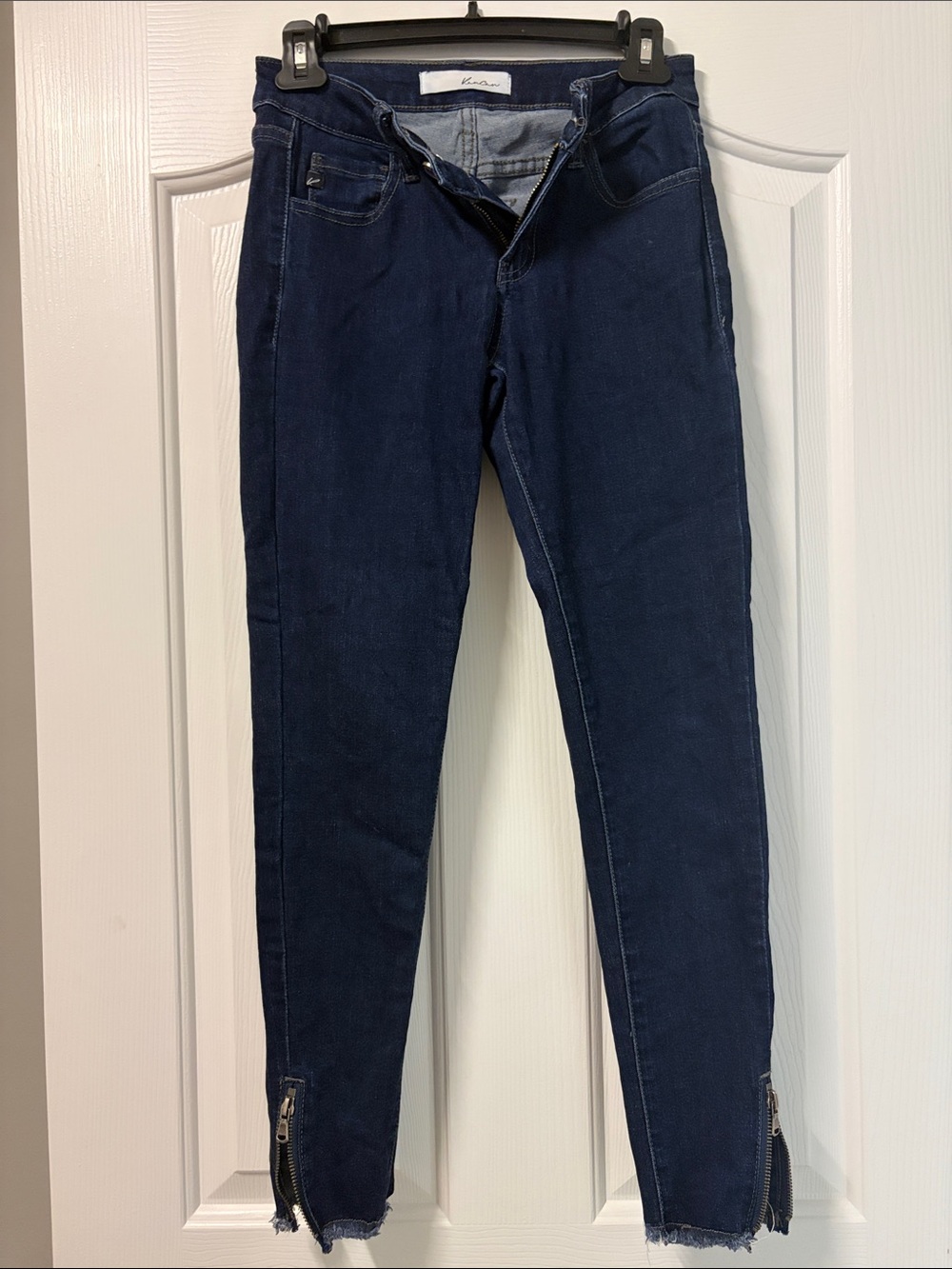 KanCan Dark Navy Skinny Jeans with Zip Hems